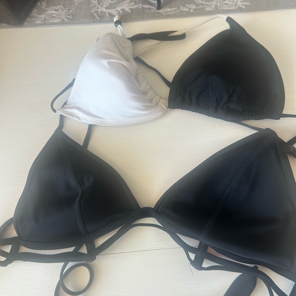 PINK Victoria's Secret Neon Pink and Black Bikini Top